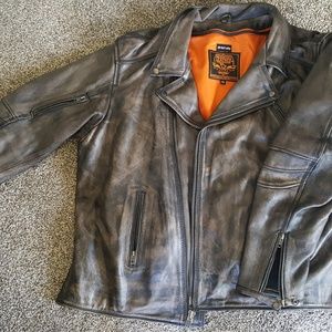 Dittressed Brown motorcycle jackett